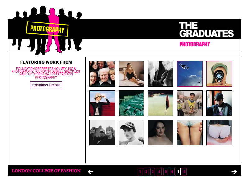 London College of Fashion Graduates 2004 web site image gallery page