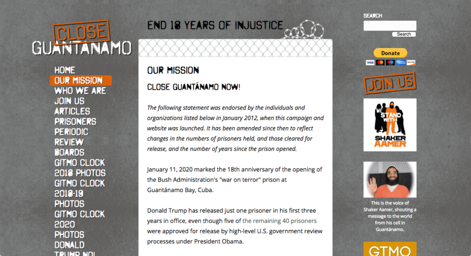 Close Guantanamo web site
