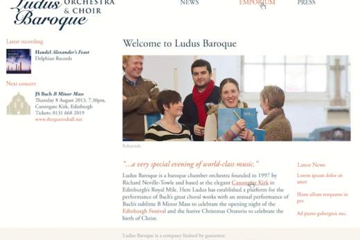 Ludus Baroque web site treatment