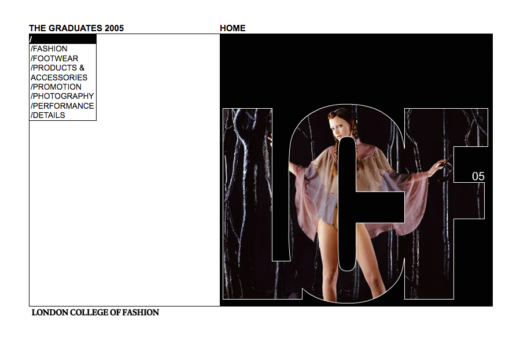 London College of Fashion Graduates 2005 web site home page
